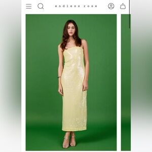NWT Endless Rose Strapless Sequin Maxi Dress in Butter